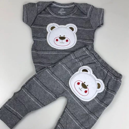 Conjunto Body E Mijão Bordado Liquidação 3D Cores Variadas Conjunto Menino Menina Sortido Alyaht