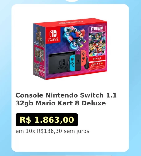 🛍️Console Nintendo Switch 1.1 32gb Mario Kart 8 Deluxe