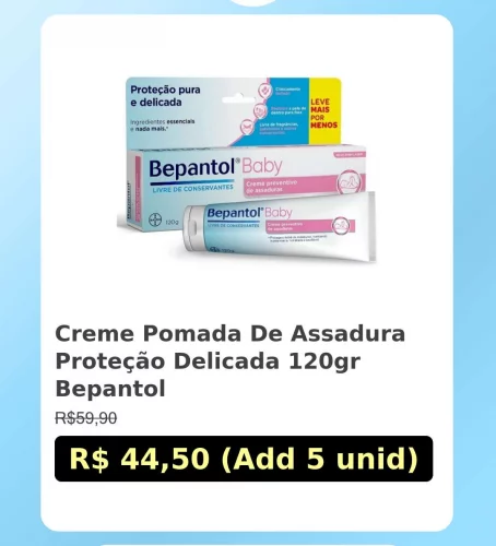 🛍️Creme Pomada De Assadura Proteção Delicada 120gr  Bepantol