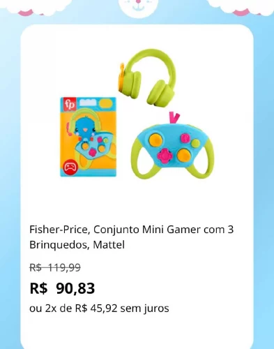 🛍️Fisher-Price, Conjunto Mini Gamer com 3 Brinquedos, Mattel