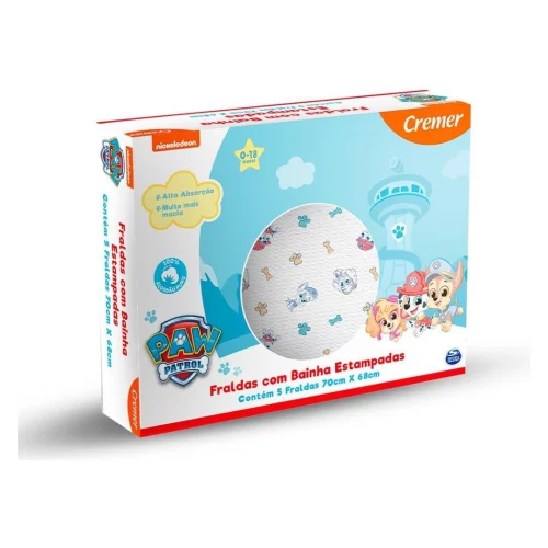 Fralda Cremer Luxo C/Bainha Patrulha Canina C/5