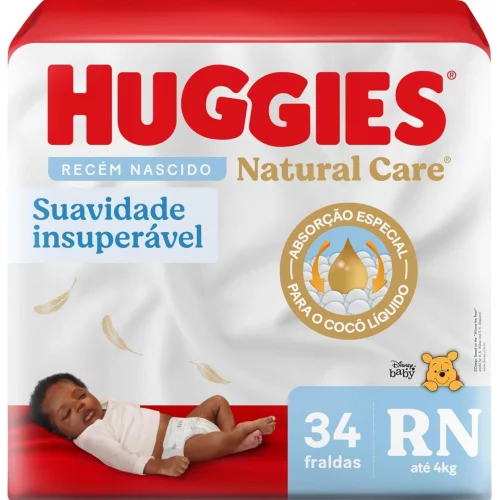 Fralda Huggies Natural Care RN 34 Unidades