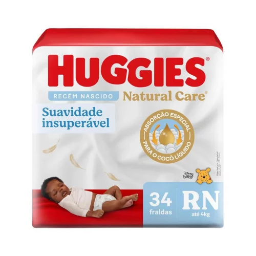 Fralda Huggies Natural Care RN 34 Unidades