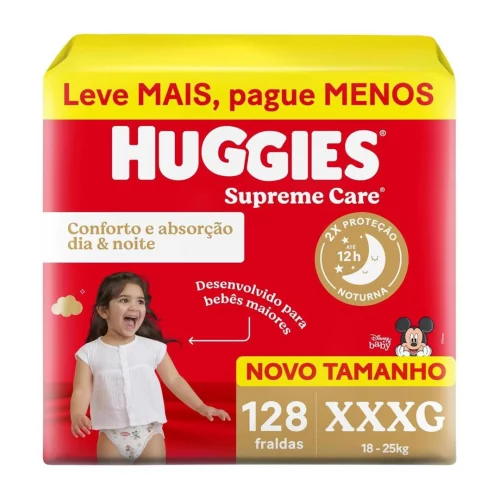Fralda Huggies Supreme Care XXXG 128 Unidades (18 a 25kg)