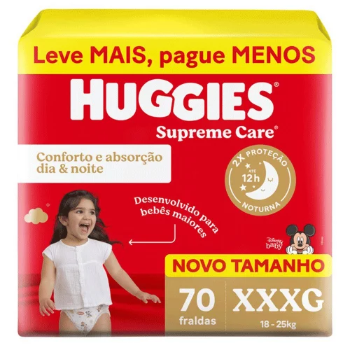 Fralda Huggies Supreme Care XXXG com 70 unidades