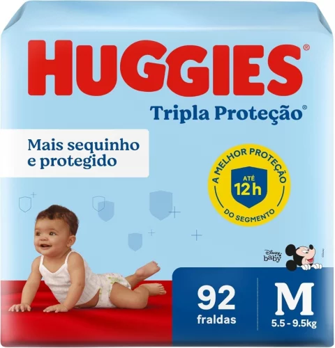Fralda Huggies Tripla Proteção M com 92 Unidades