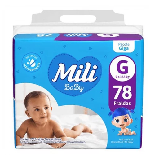 Fralda Mili Baby Giga G com 78 Unidades