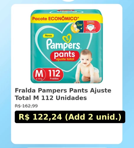 🛍️Fralda Pampers Pants Ajuste Total M 112 Unidades