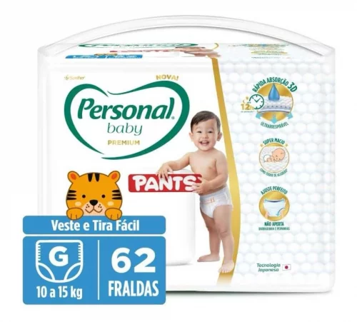 Fralda Personal Baby Premium Pants G 62 unidades