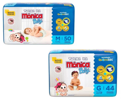 Fralda Turma da Mônica Baby Mega M 50 Unidades