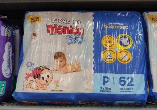 Fralda Turma da Mônica Baby Mega P 62 Unidades