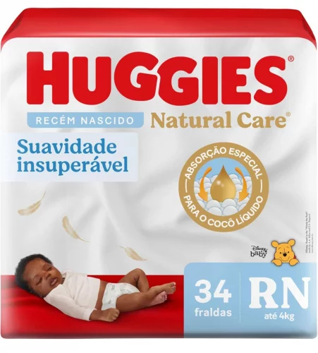 Huggies Fralda Premium Natural Care RN 34 Un (Embalagem pode variar)