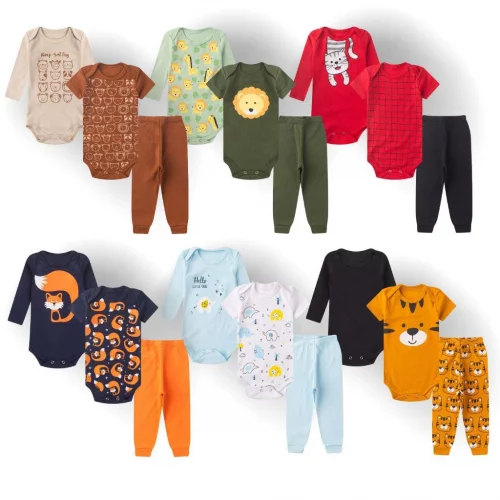 Kit 12 peças body bebê manga curta manga longa mijão menino roupa bebe