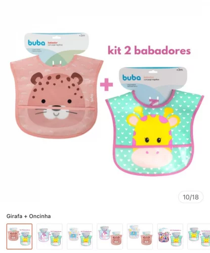 > Kit 2 Babador Buba Impermeável com Bolso Pega Migalhas - Babador com Cata Migalhas Menina