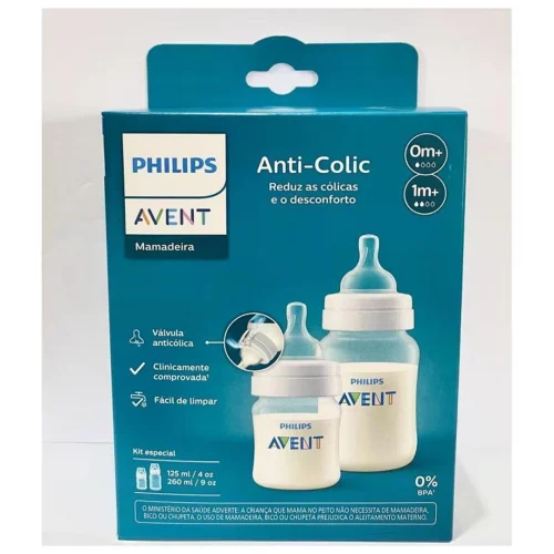 KIT 2 MAMADEIRAS AVENT CLÁSSICA ANTI-CÓLICA 125ml E 260ml - 0% BPA - SCY119/05