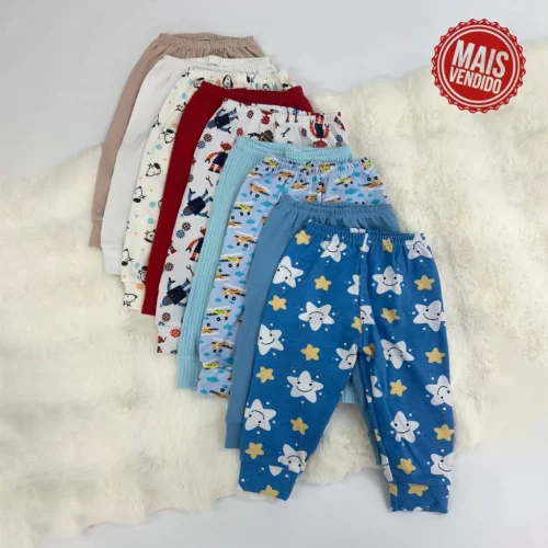 Kit 4 Calça Para Bebês Pijama Mijão Meninos Sortido Confortável 100% Algodão Premium Com Estampa