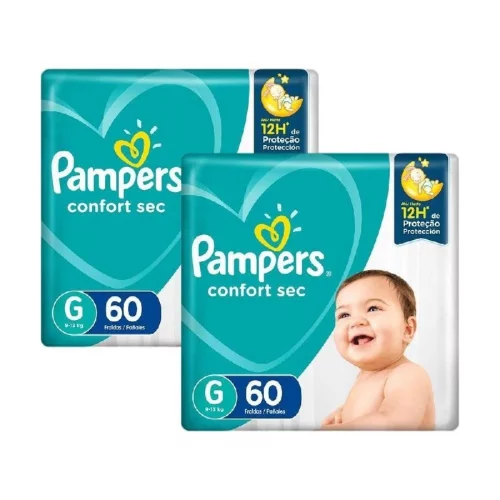 > 💝Kit Fralda Pampers Confort Sec Super Tamanho G 120 Tiras