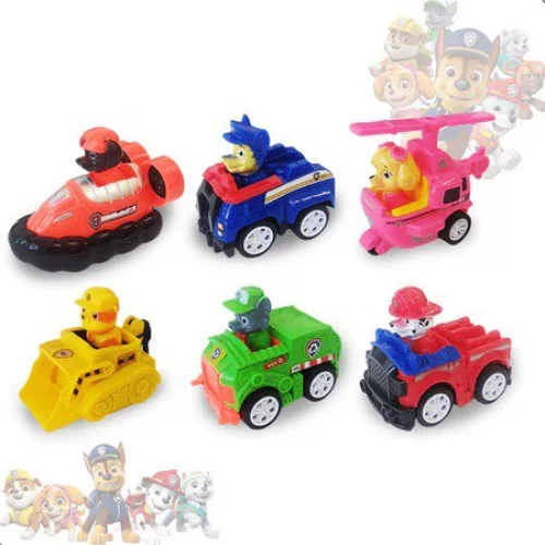 Kit Patrulha Canina Com 6 Carrinhos 6 Cachorros De Brinquedo