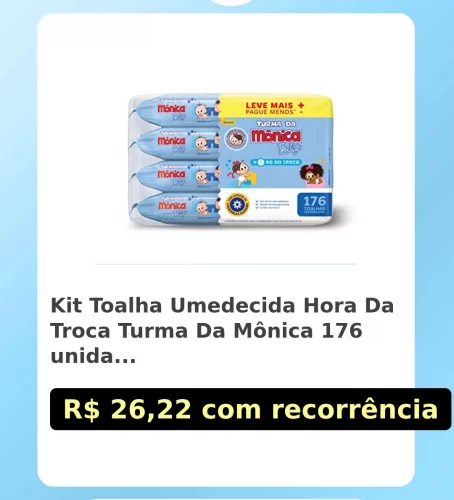 🛍️Kit Toalha Umedecida Hora Da Troca Turma Da Mônica 176 unidades