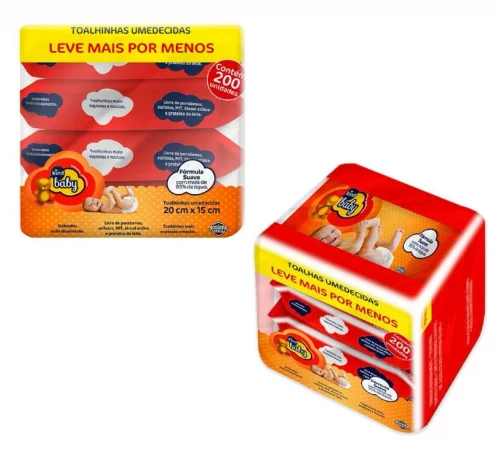 Kit Toalhas Umedecidas Kind Baby 200 unidades