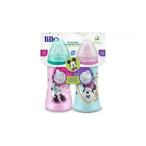 Lillo Kit 2 Copos Colors Bico De Silicone Disney Minnie Rosa