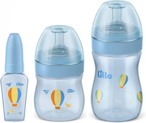 Lillo Kit De Mamadeira Primeiros Passos 50/150/240Ml Azul -