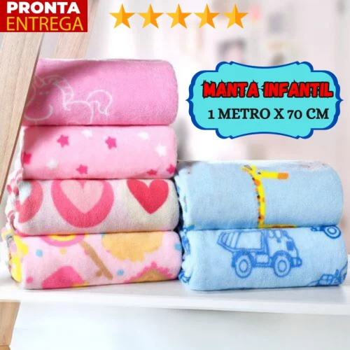 Manta Soft Microfibra Para Bebê Infantil Inverno Estampada 70cm x 1m