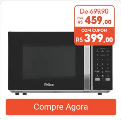 🔥 Micro-ondas 25L Philco Função Tira Odor 1100W PM27 110V ou 220V - R$ 399