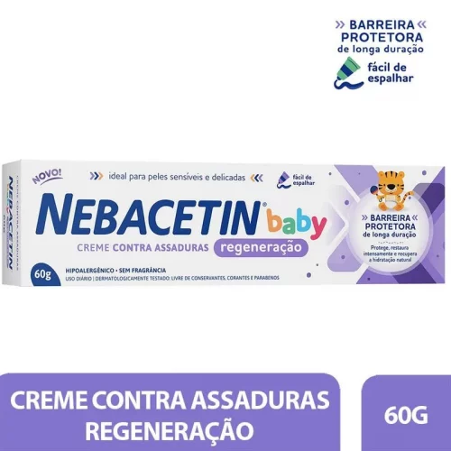 Nebacetin Baby Regeneração Pomada Contra Assaduras 60g - Cuida e Trata Peles Irritadas, Forma Barreira Protetora na Pele