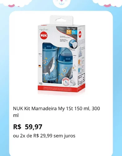 🛍️NUK Kit Mamadeira My 1St 150 ml, 300 ml