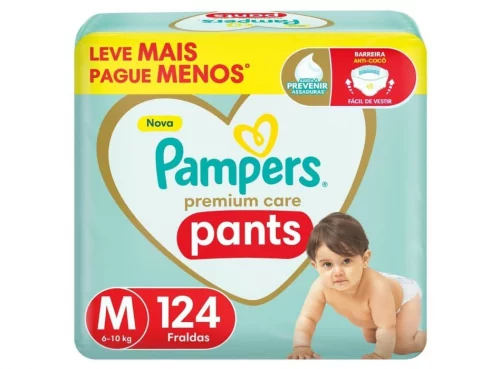 Pampers Pants Premium Care Fralda Fácil de Vestir M 124 Unidades