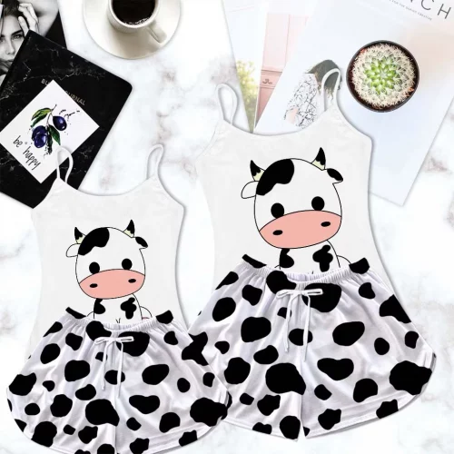 Pijama Feminino Tal Mãe Tal Filha Vaquinha Preta🧡