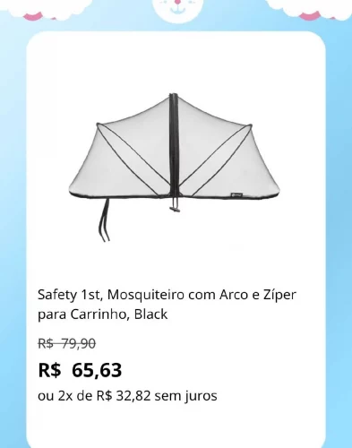 🛍️Safety 1st, Mosquiteiro com Arco e Zíper para Carrinho, Black