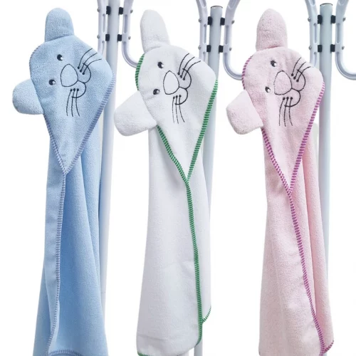 Toalha de Banho Bebe Kit 3 Toalhas Bordada com Capuz Dupla Face 100% Algodão Menino Menina