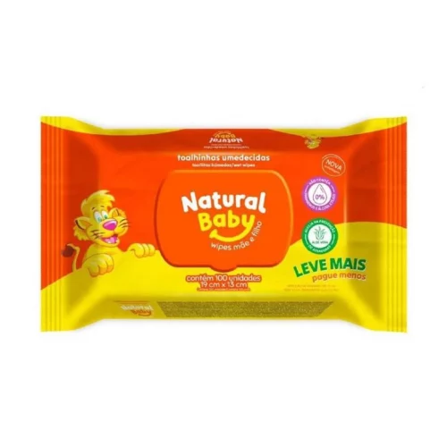 Toalha Umedecida Natural Baby Wipes 100 unidades