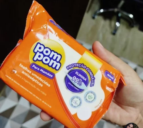Toalhas umedecidas antissépticas pom pom c/20 unidades🧡
