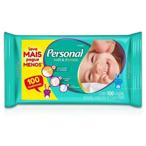 Toalhas Umedecidas Soft and Protect, Personal, 100 unidades