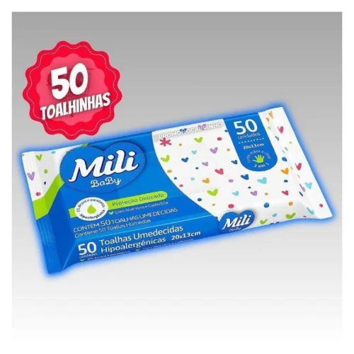 Toalhinha Umedecida Mili 50 Unidades