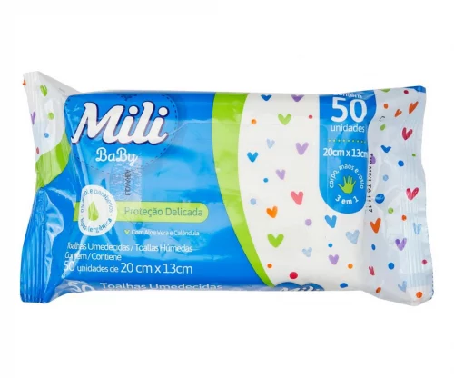 Toalhinha Umedecida Mili Proteção Delicada 50 unidades
