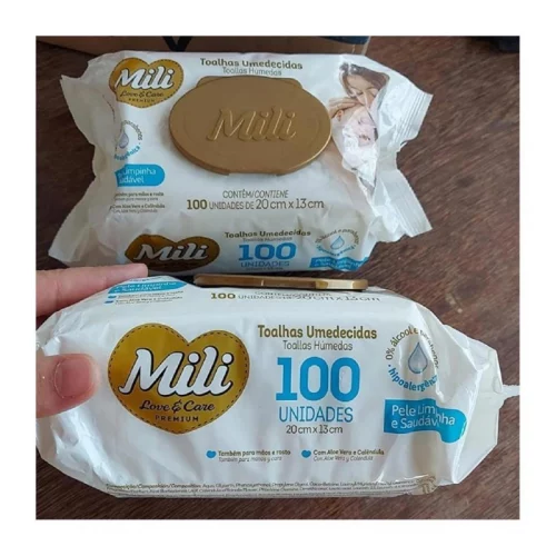 Toalhinhas Umedecidas Mili Love e Care 100 unidades