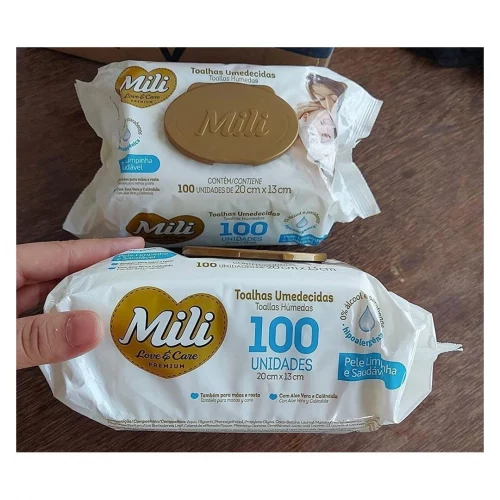 Toalhinhas Umedecidas Mili Love e Care 100 unidades