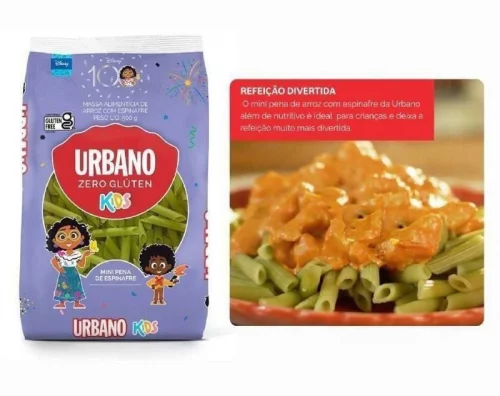Urbano, Macarrão de Arroz e Espinafre, Mini Pena, Kids - 500g
