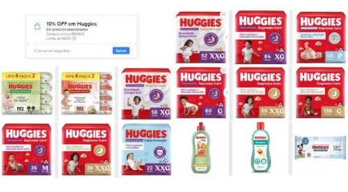 10% OFF em Produtos Huggies
