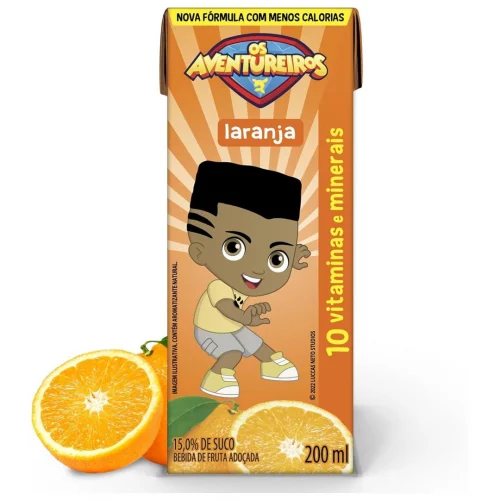 AVENTUREIROS - Néctar de Laranja em Caixinha - Sem Ingredientes Artificiais, Sem Glúten - Contém 10 Vitaminas e Minerais, Ingredientes Naturais - Vegano - 200ml