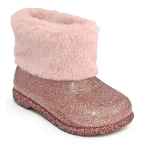 Bota galocha infantil feminina botinha bebê menina pelo glitter lançamento