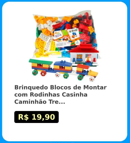 🛍Brinquedo Blocos de Montar com Rodinhas Casinha Caminhão Trem Meninas e Meninos 100 a 500 Peças