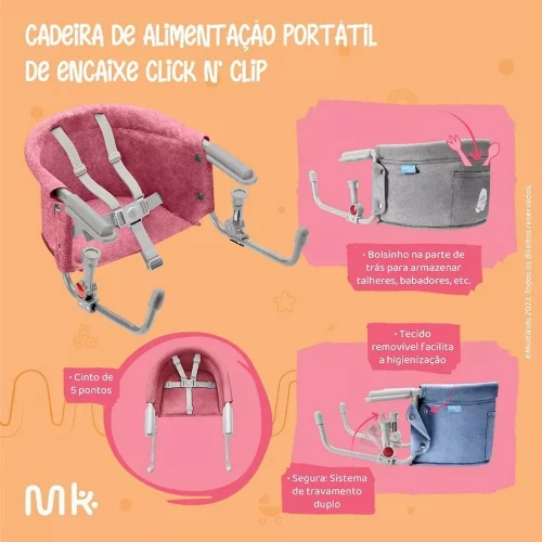 Cadeira de Alimentação de Encaixe em Mesa 6M-15KG Multikids Baby Click N Clip