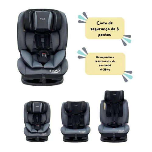 Cadeira Para Carro Ajustável 4 Road Burigotto 0-36kg Preta