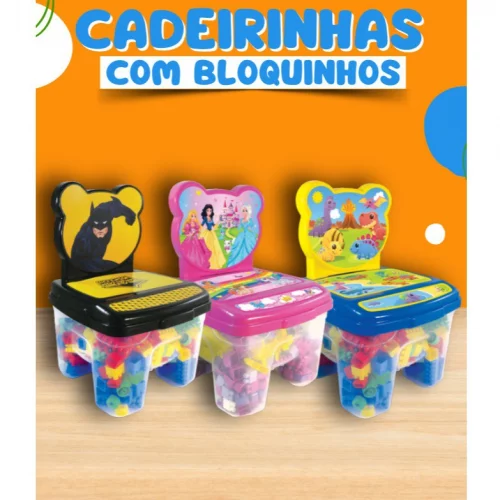 Cadeiras Infantil Blocos De Montar Brinquedos Educativos 24 Peças Grandes