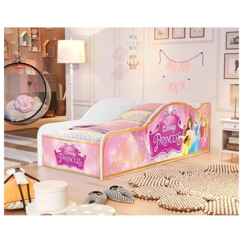 Cama Infantil Princesas Meninas com Proteção Lateral Quarto Temático Encantado Carruagem Rosa Segura e Divertida